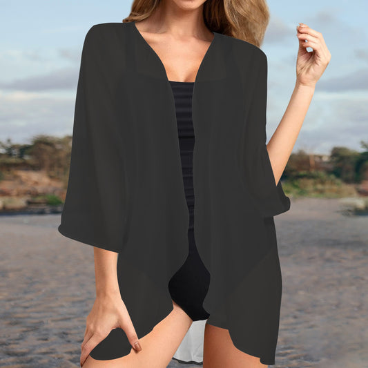 Black Kimono Chiffon Cover Up