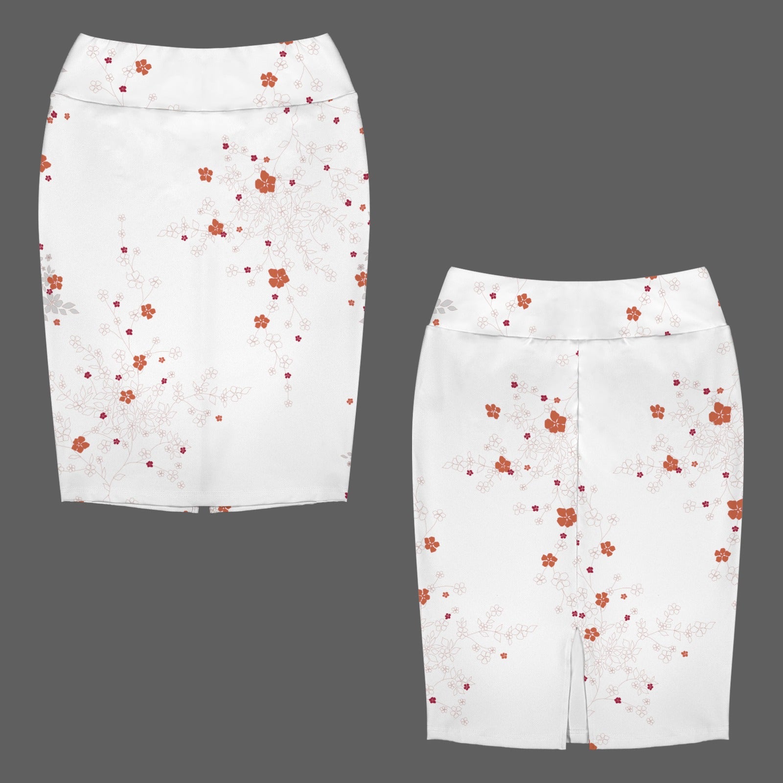 High Waist Below Knew Pencil Skirt Blossom White