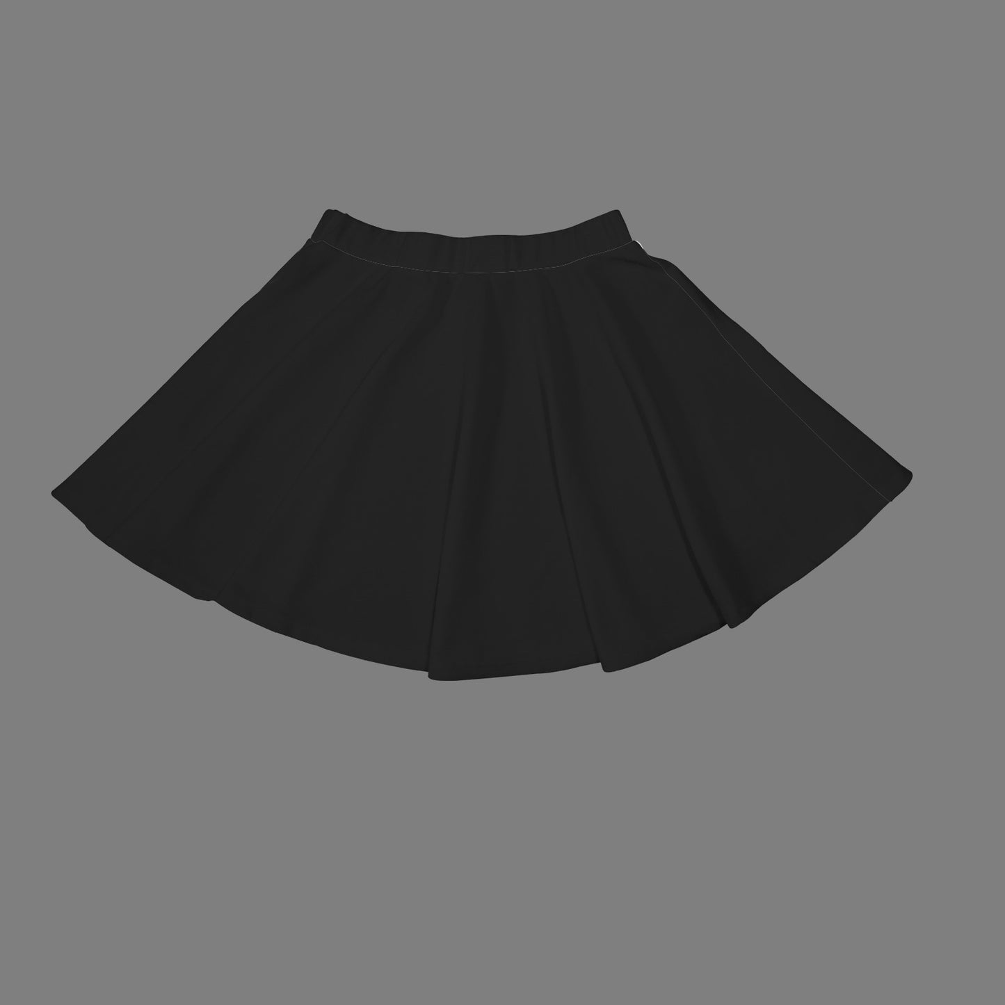 Elastic Waist Casual Flared Mini Skirt Black