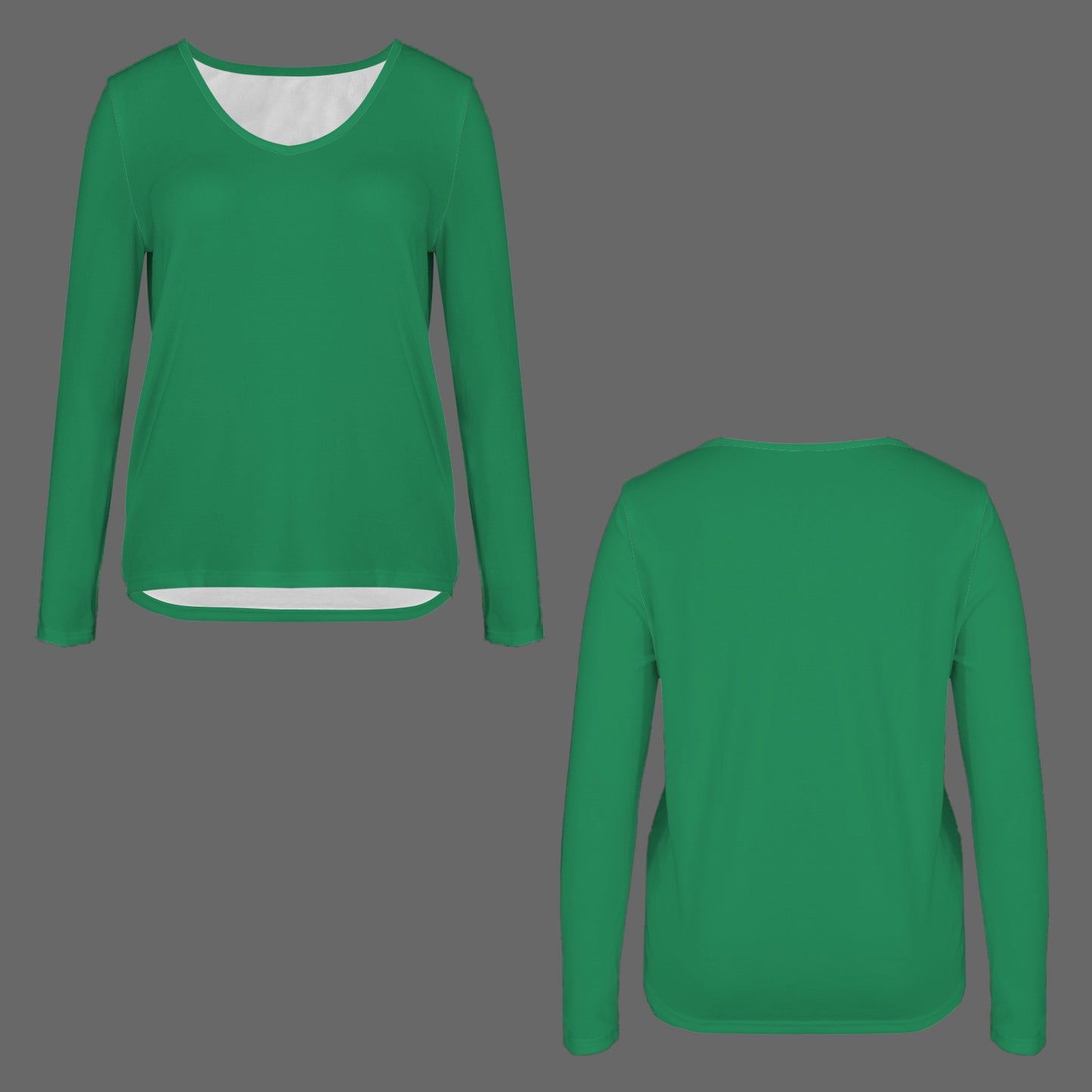 V Neck Long Sleeve Pullover Top Leaf