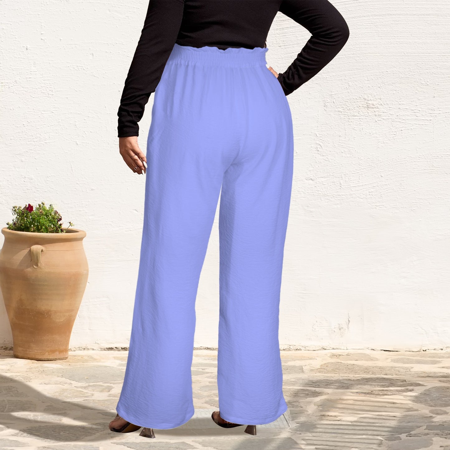 High Waist Pocket Wide Leg Pants Multi Blues