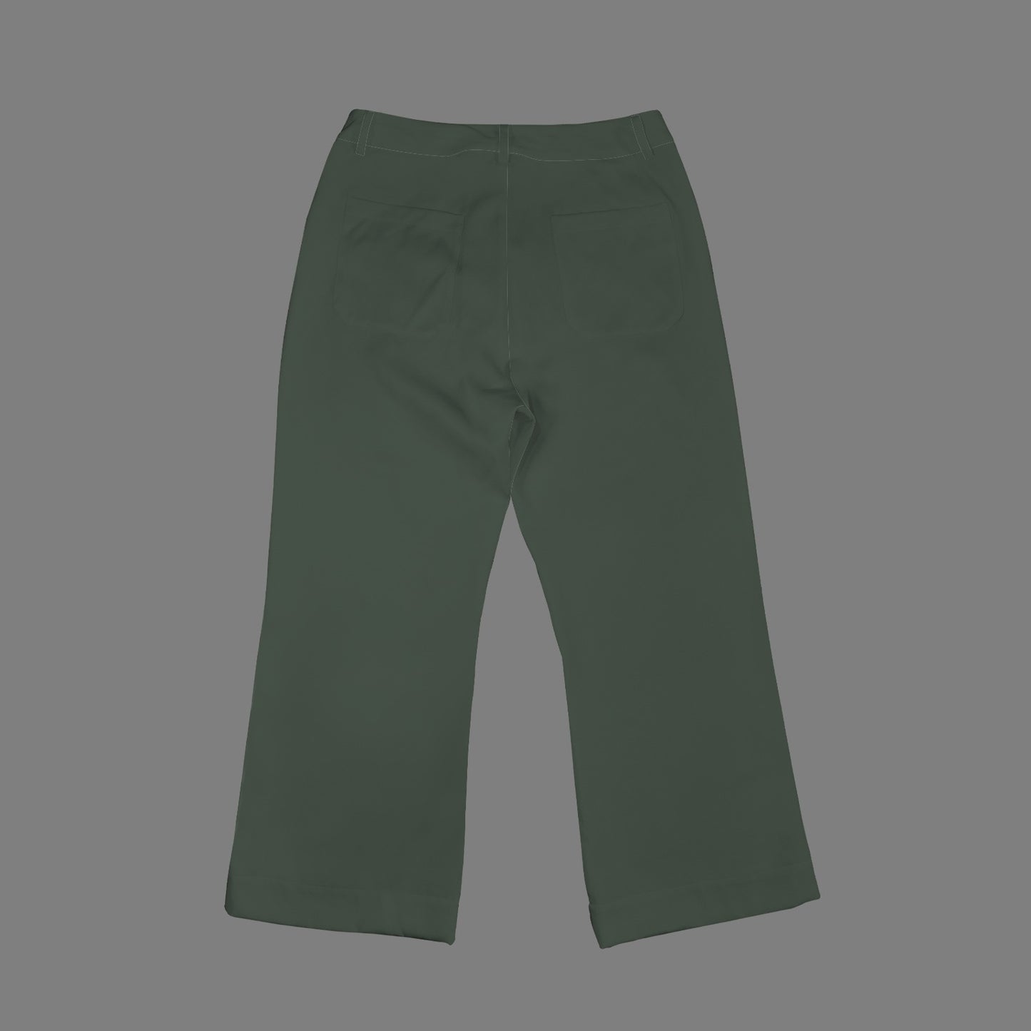 High Waist Pocket Flared Cropped Pants Dark Dusted Green