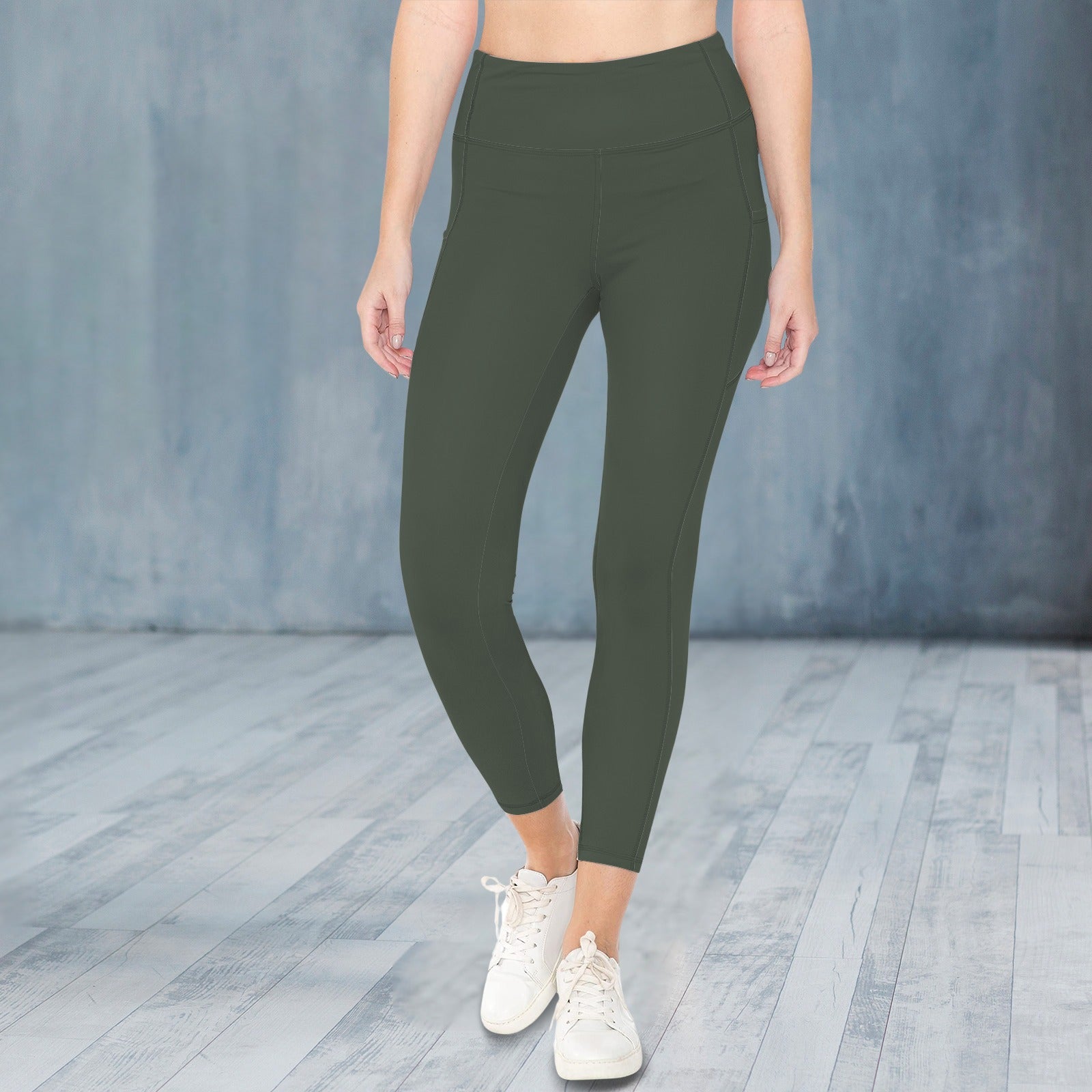 High Waist Yoga Pocket Leggings Dark Olive