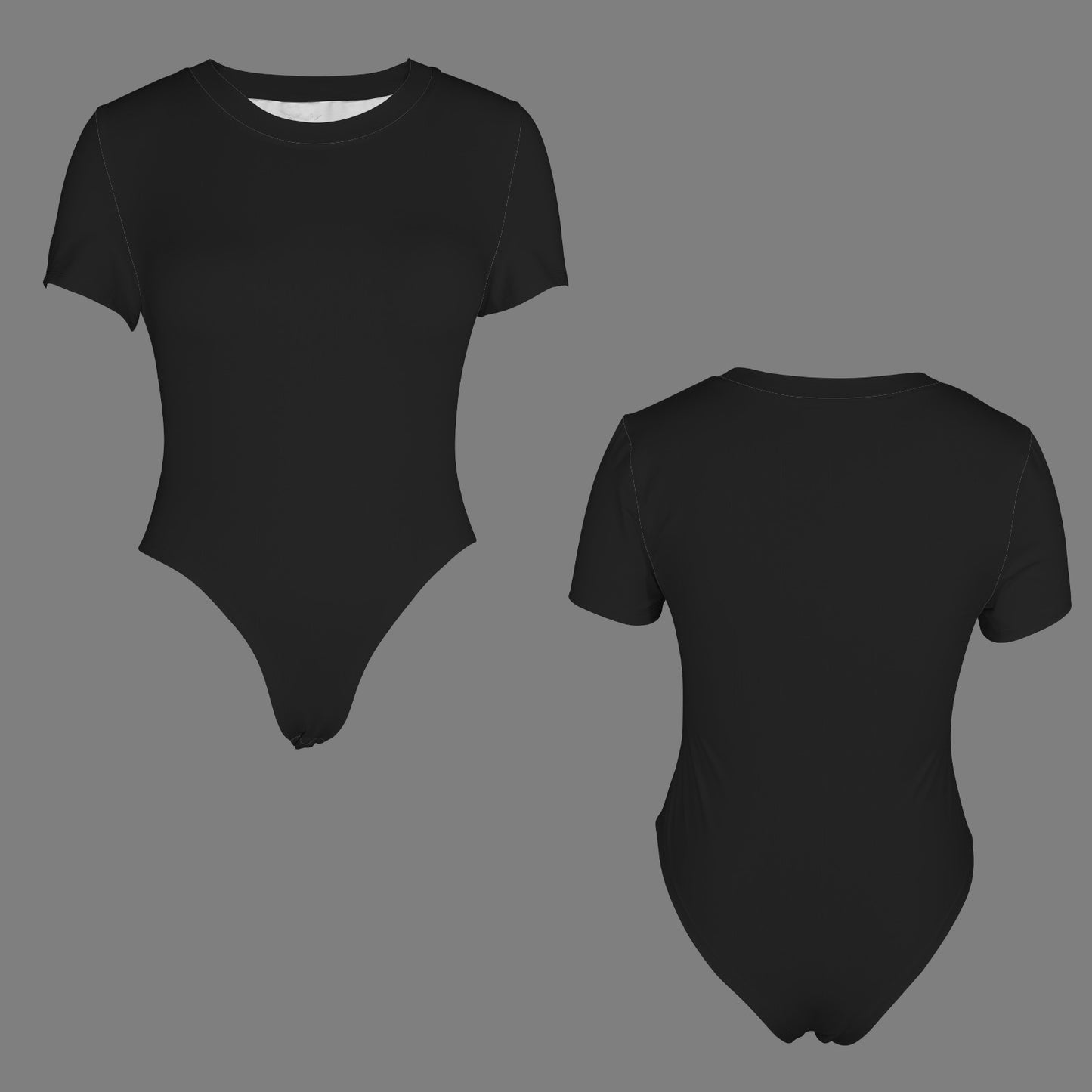 Short Sleeve Round Neck Bodysuit Black