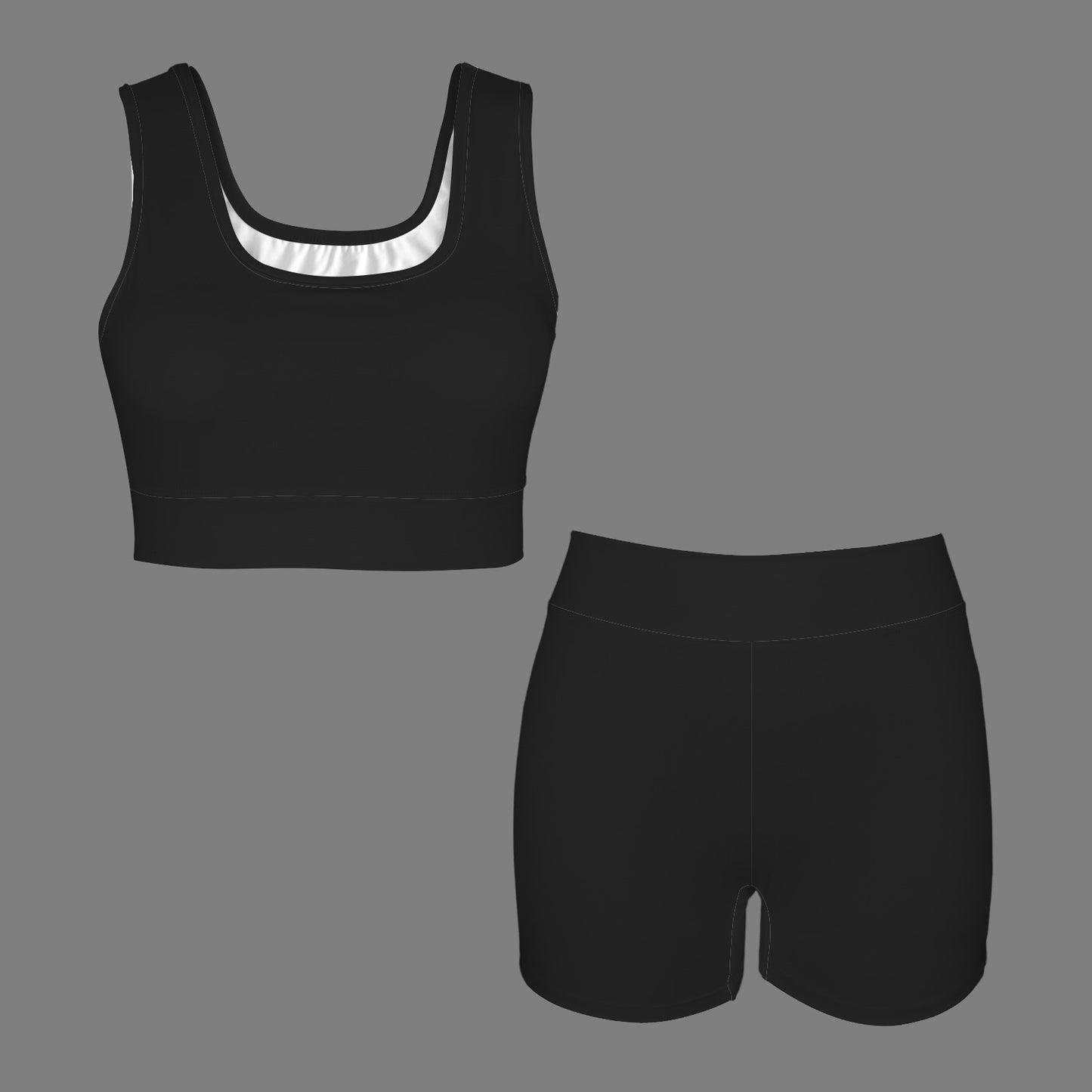 Black Sports Set Crop Tank & Shorts