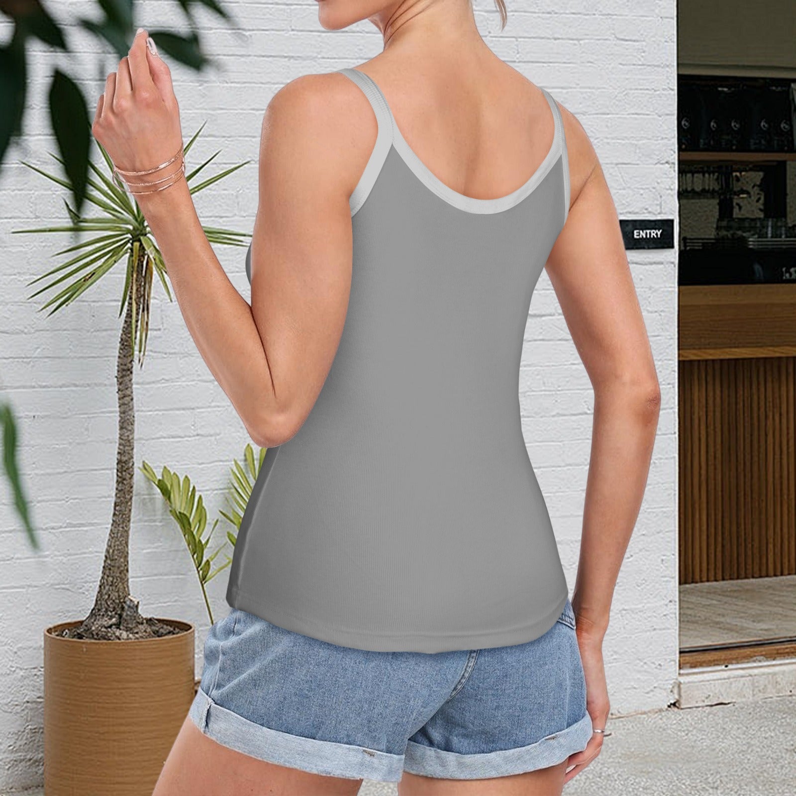 Grey Spaghetti Strap Tank Top