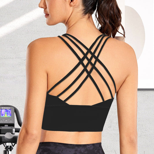 Crossover Strap Sports Bra Black