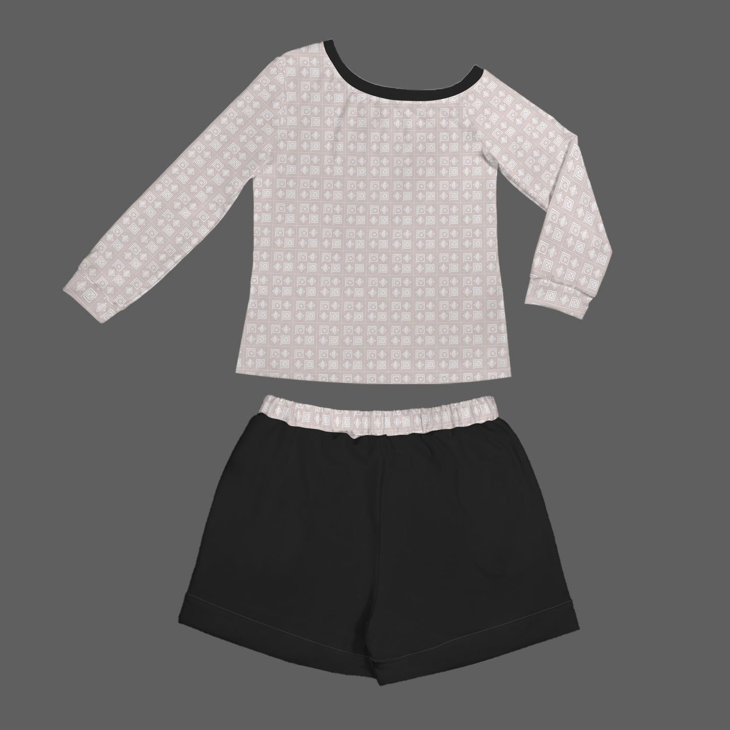 Slanted Off Shoulder Sweatshirt & Elastic Waist Shorts Set Dark é Ballet Logo Print & Black