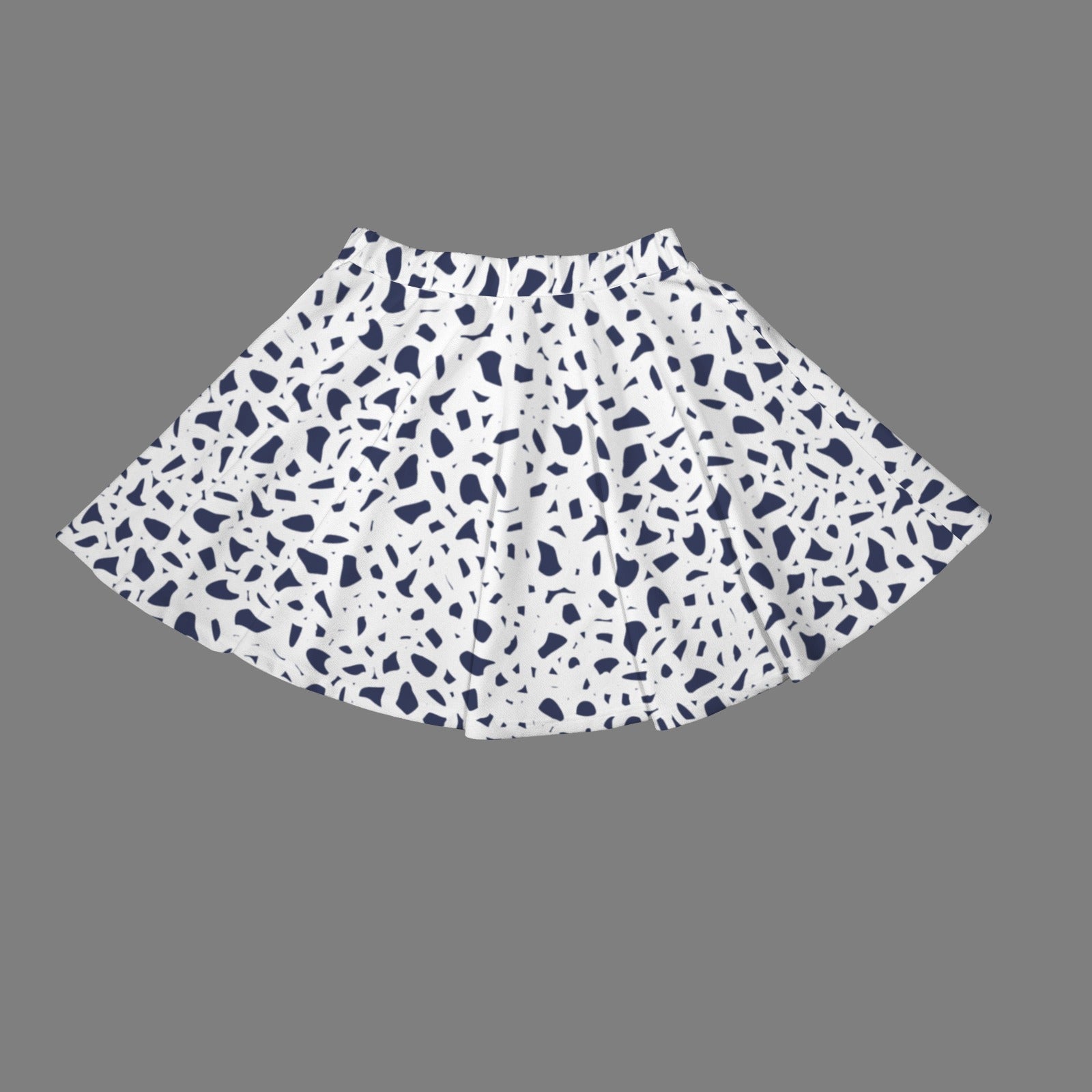 Elastic Waist Casual Flared Mini Skirt White Navy Coral Abstract