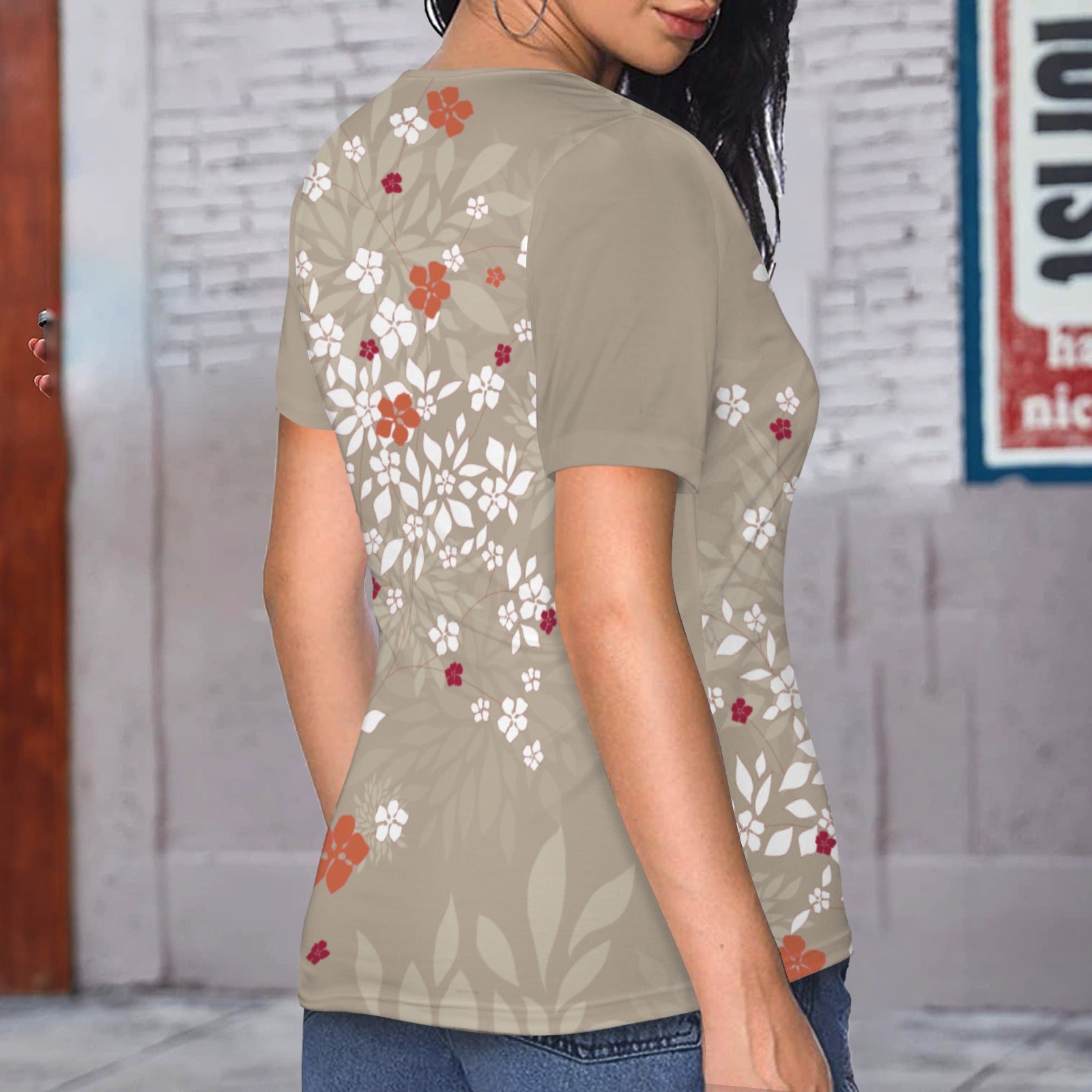 Blossoms Taupe T-Shirt