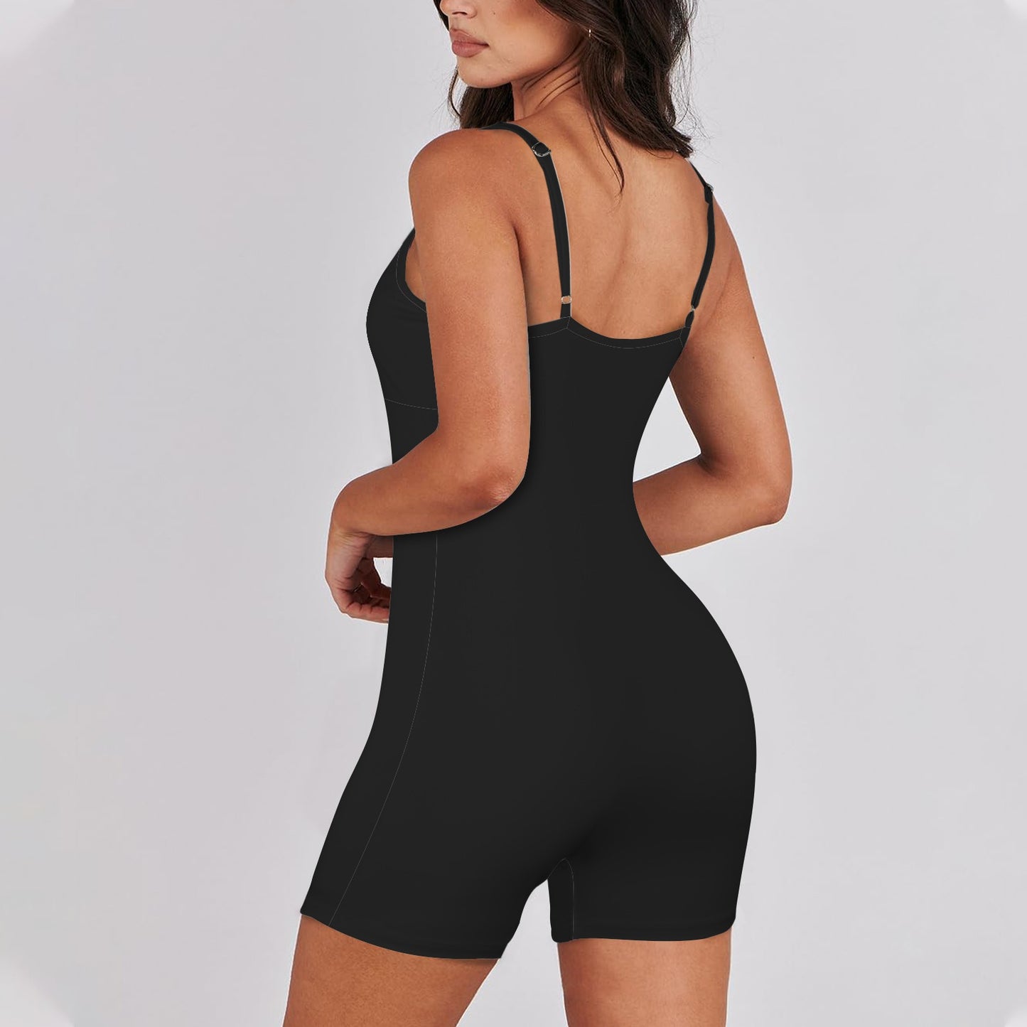 Spaghetti Strap One Piece Active Sets Black