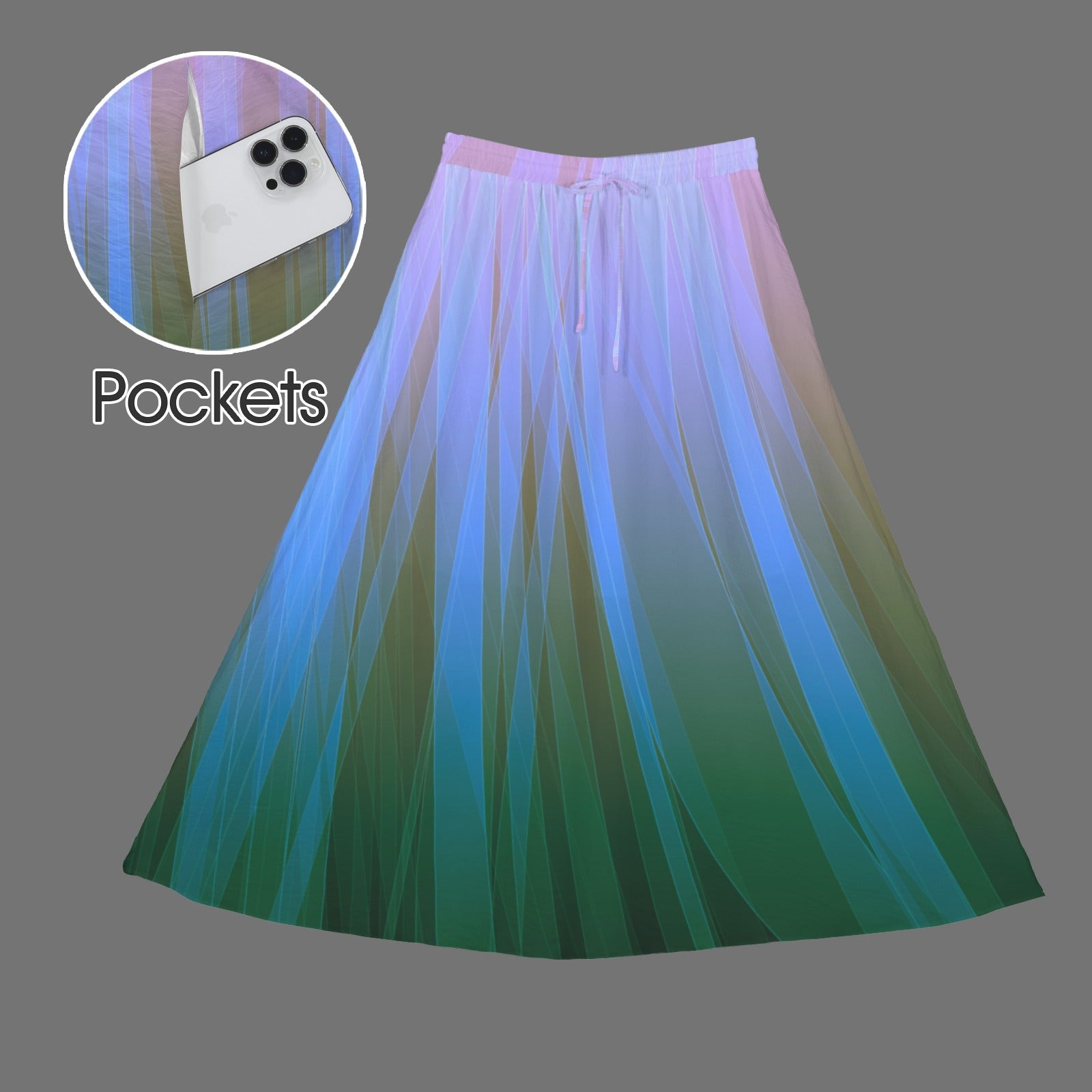 Drawstring Pocket Maxi Skirt Glow Gradient