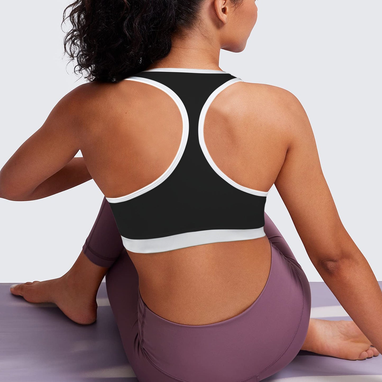 Racerback Sports Bra Black White