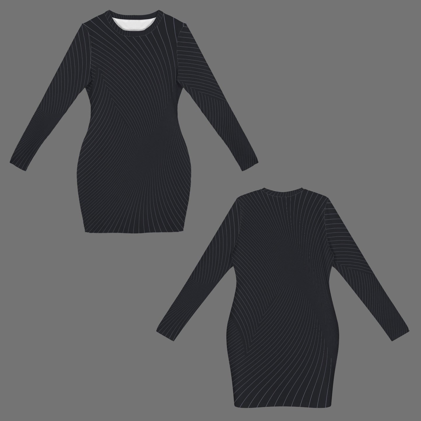 Crew Neck Long Sleeve Bodycon Dress Midnight Curvestripe