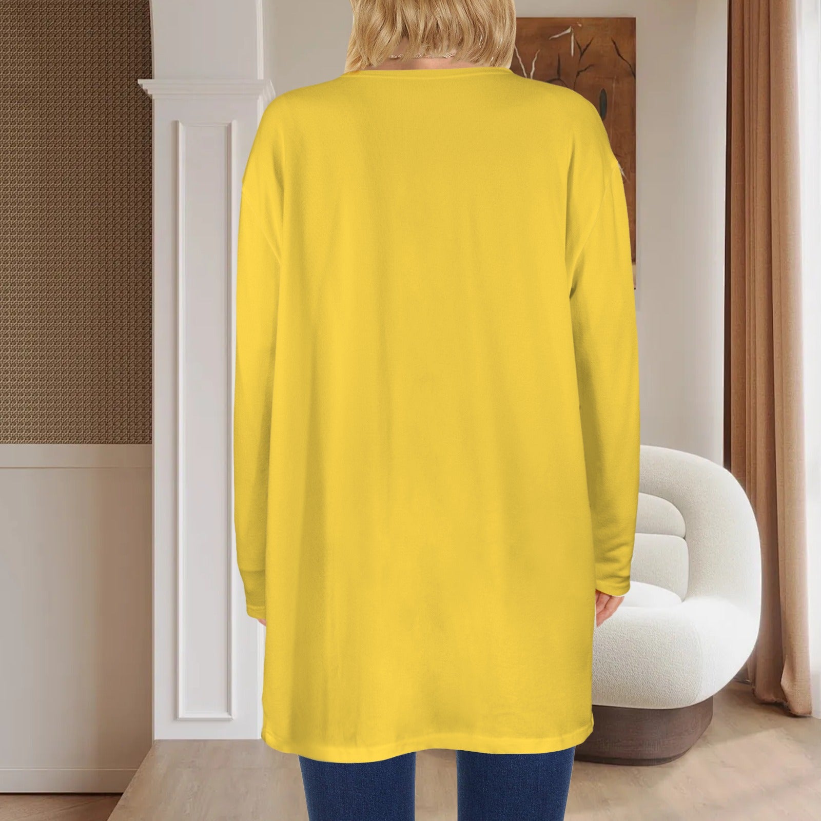 Long Sleeve Pocket Cardigan Yellow