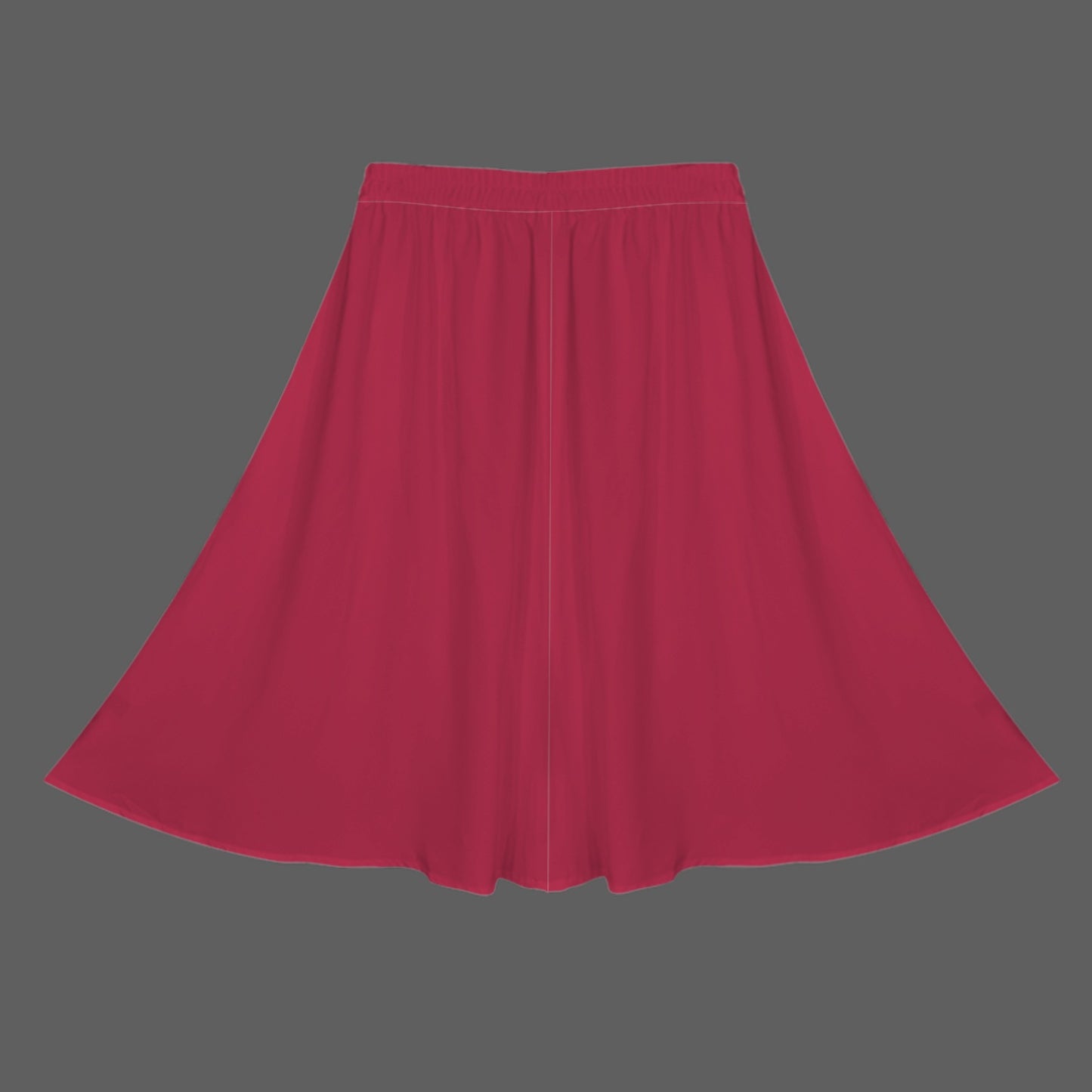 Rose Red Elastic Waist Pocket Full Skirt