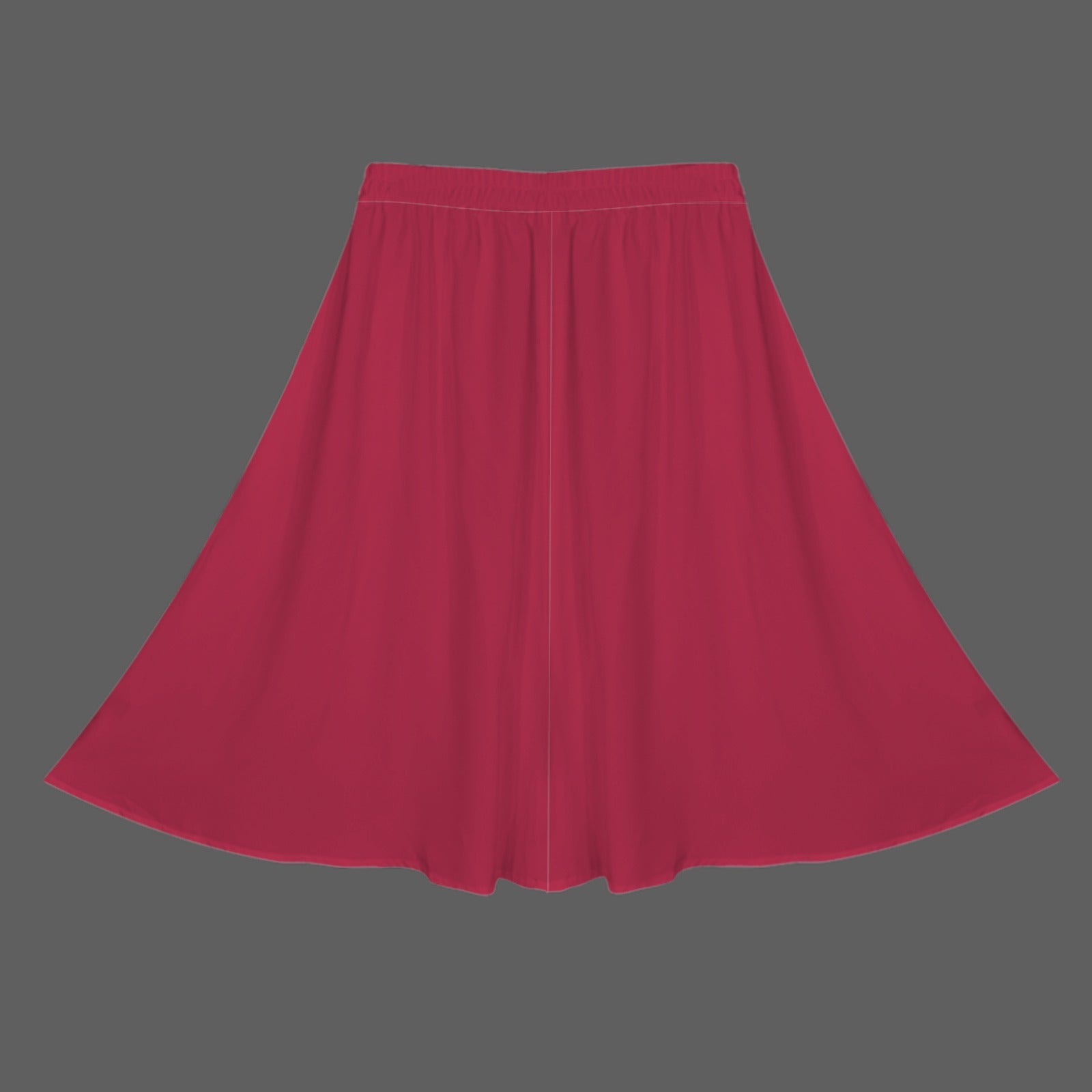 Rose Red Elastic Waist Pocket Full Skirt