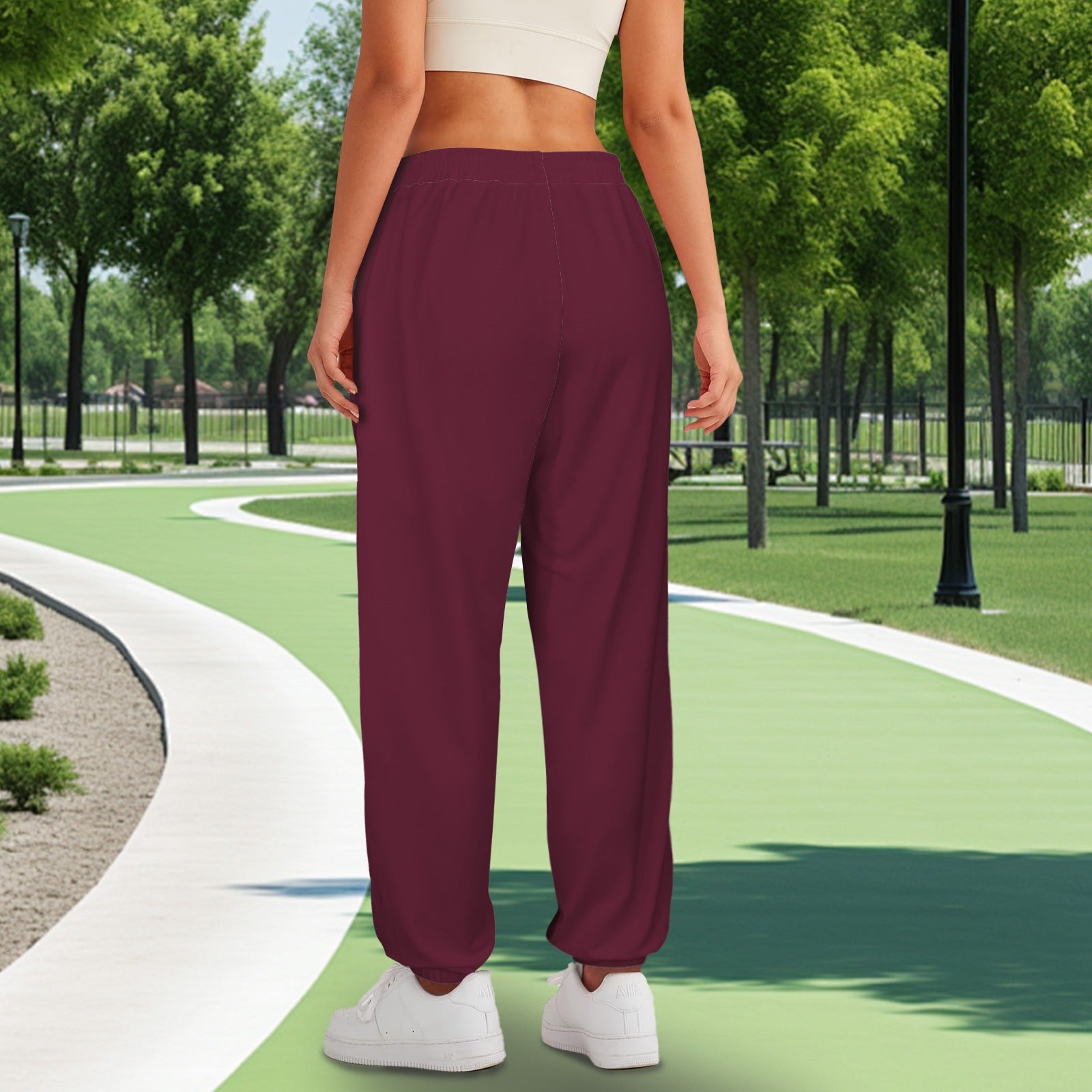 Darkest Red High Waist Pocket Sweatpants