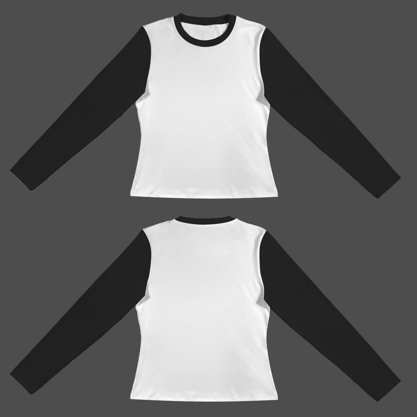 Slim Fit Long Sleeve T-shirt White & Black