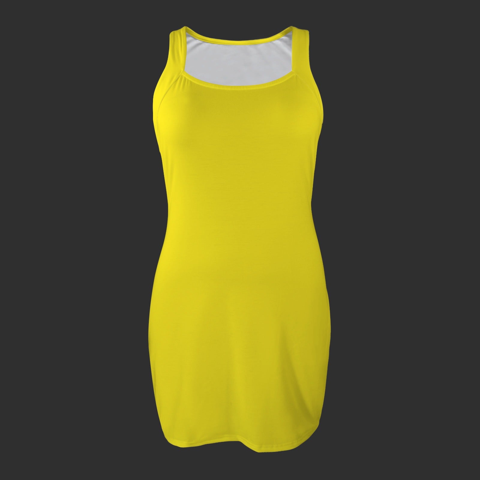 Square Neck Sleeveless Party Dress Sun Yellow