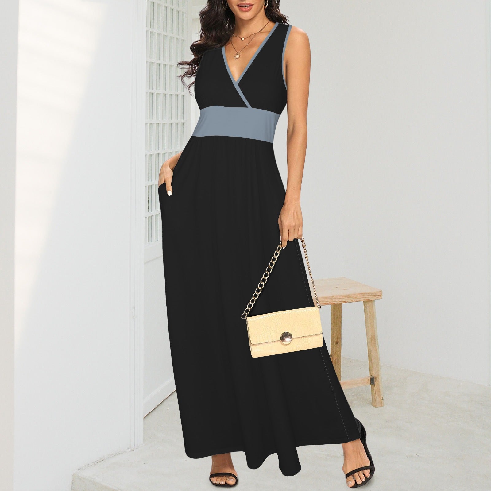 Sleeveless Black Slate Maxi Dress