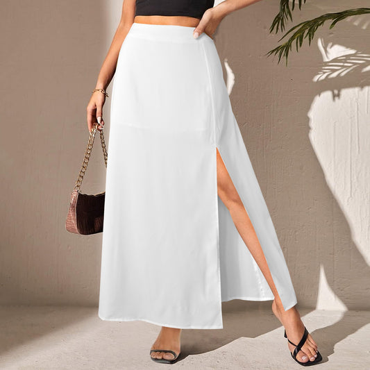 Split Thigh Maxi Skirt White