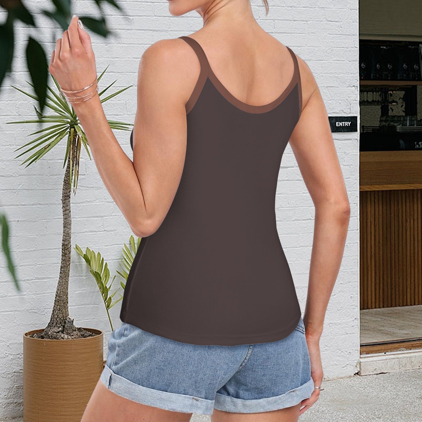 Espresso Spaghetti Strap Tank Top