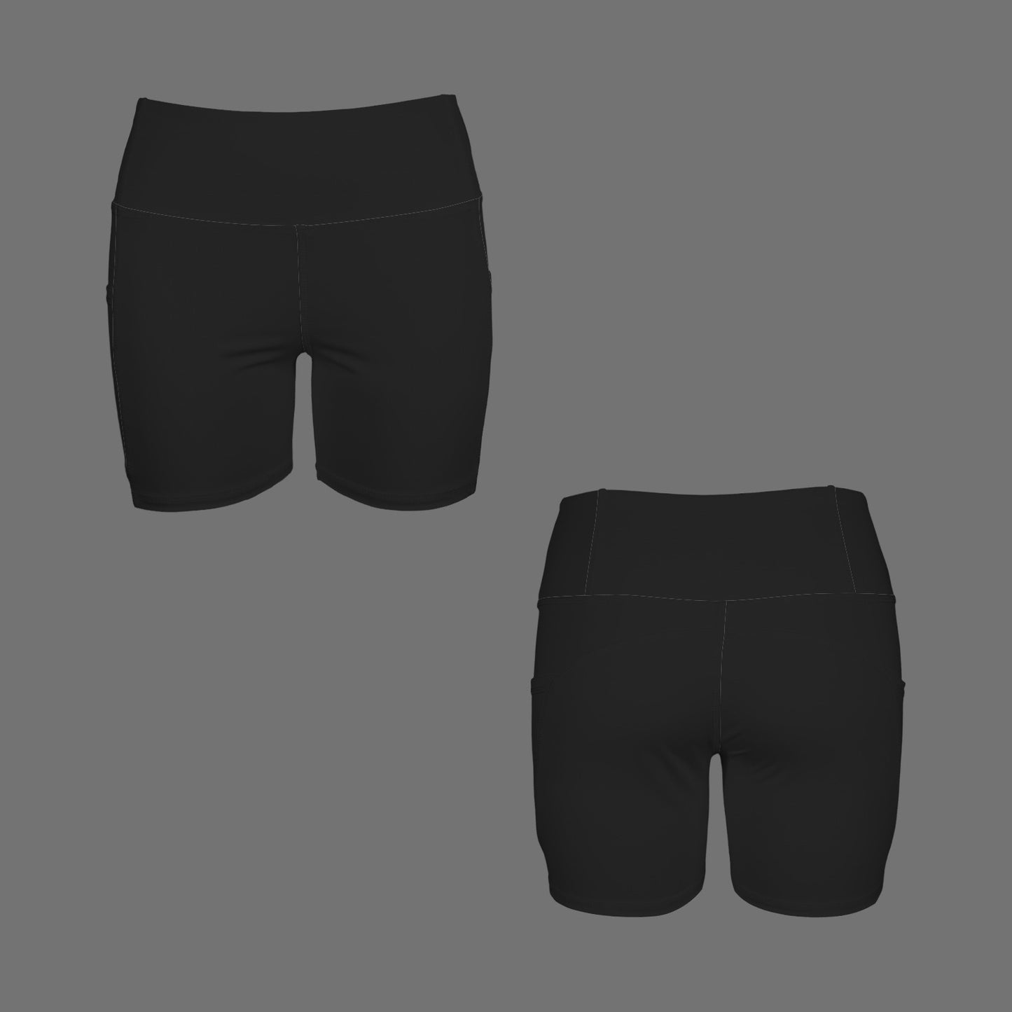 High Waist Deep Pockets Yoga Shorts Black