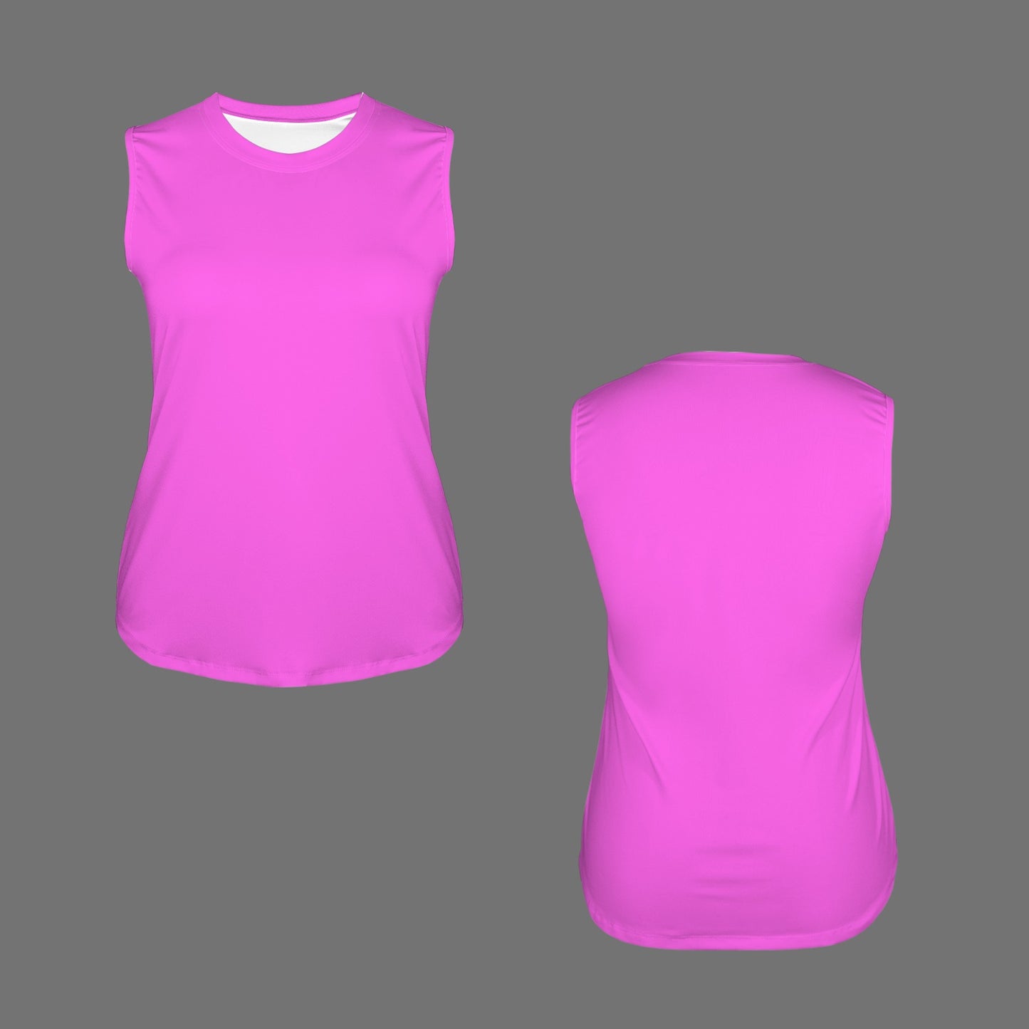 Round Neck Sleeveless Yoga Sport Tank Top Fuchsia