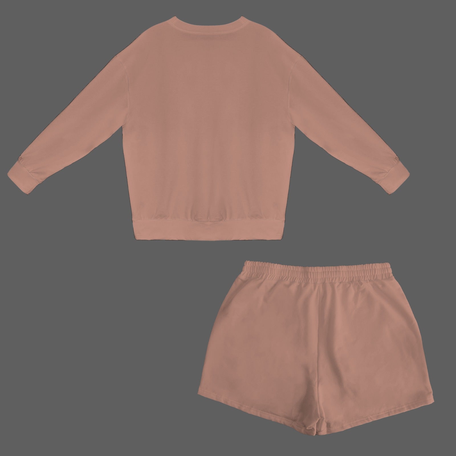 Copper Rose Long Sleeve Fleece Sweatshirt & Drawstring Shorts Set