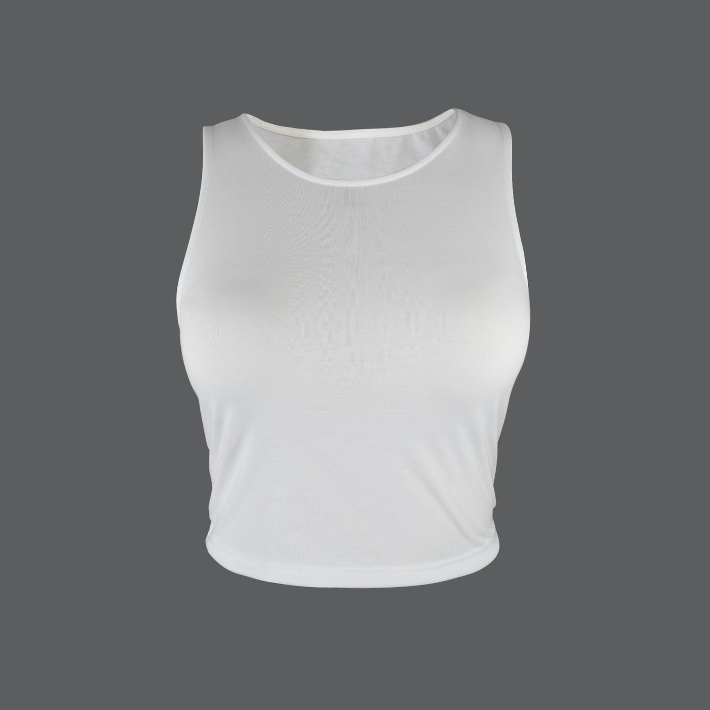 Round Neck Crop Tank Top White