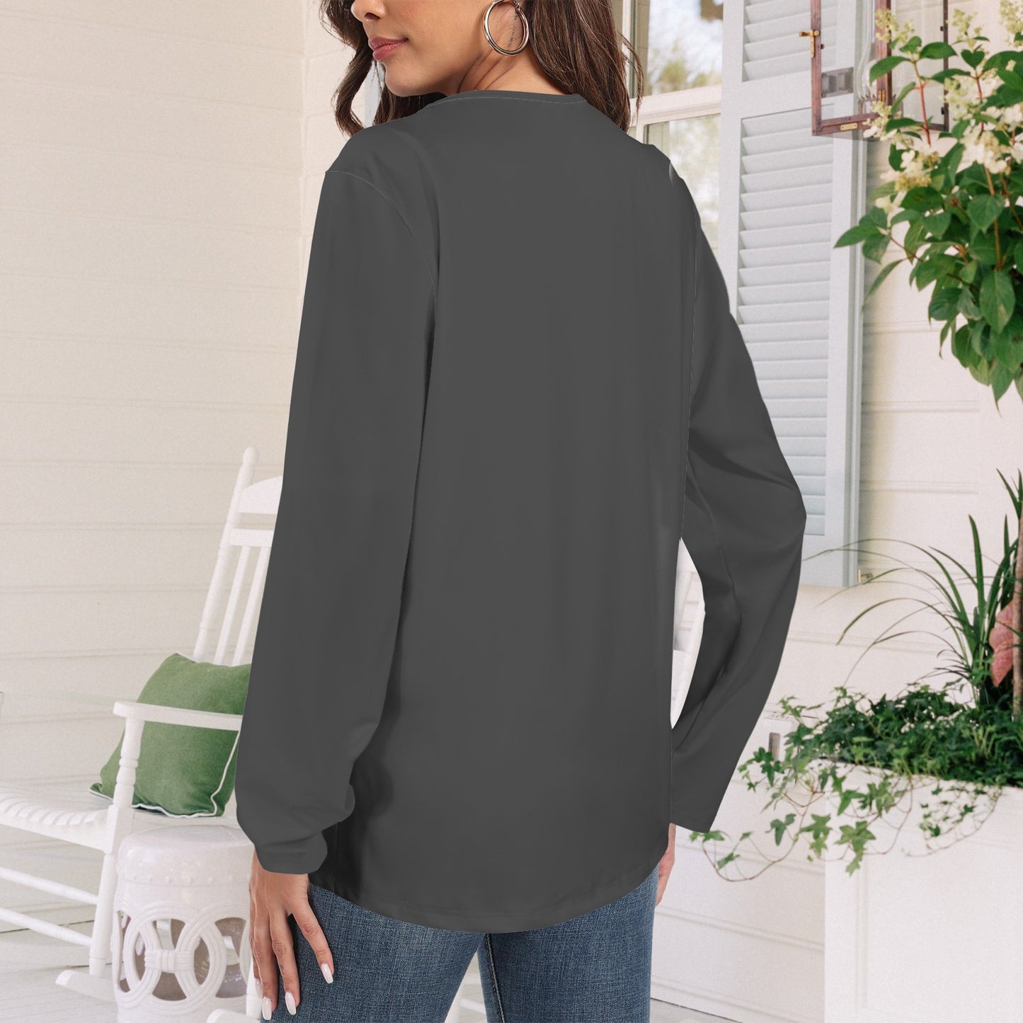 Long Sleeve Round Neck T Shirt Rock