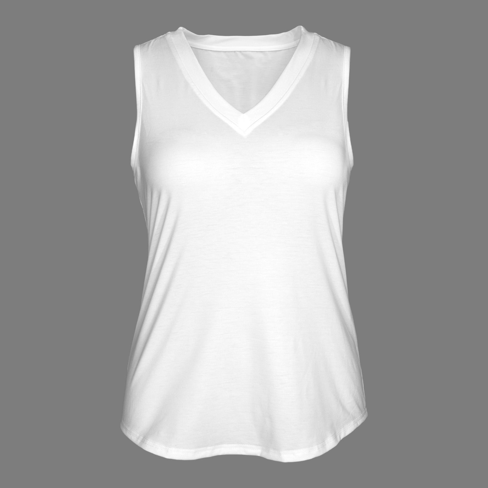 V-Neck Sleeveless Tank Tops White