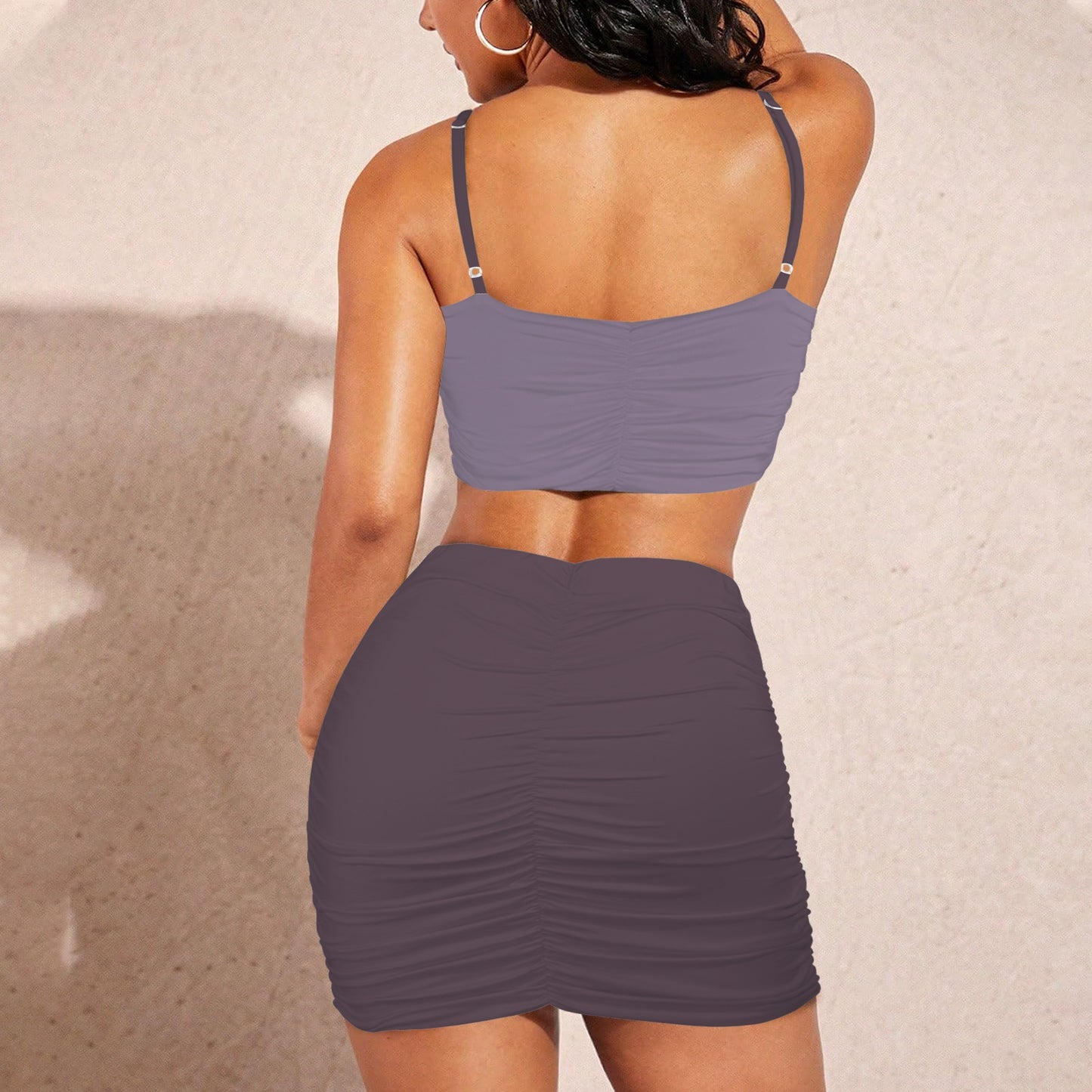 Dusted Plums Top & Ruched Bodycon Skirt