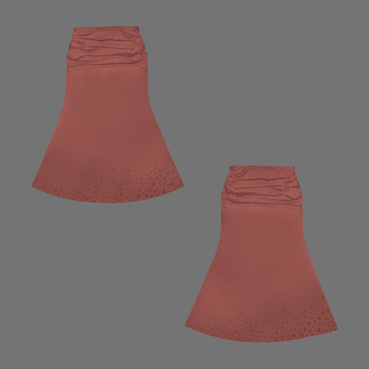 High Waist Pleated Flared Maxi Skirt Cocoa Coral