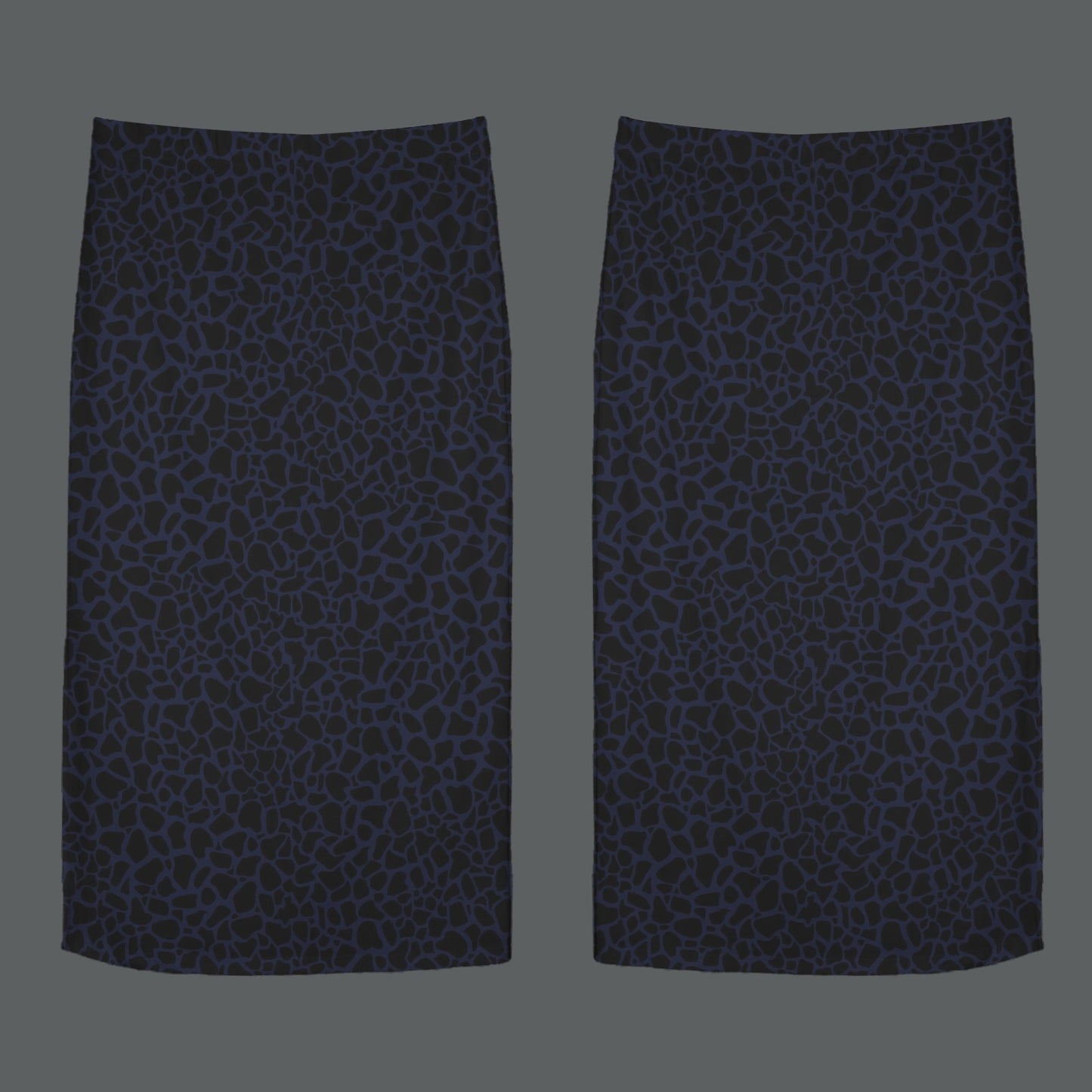 High Waist Split Skirt Violet Black Petal Print