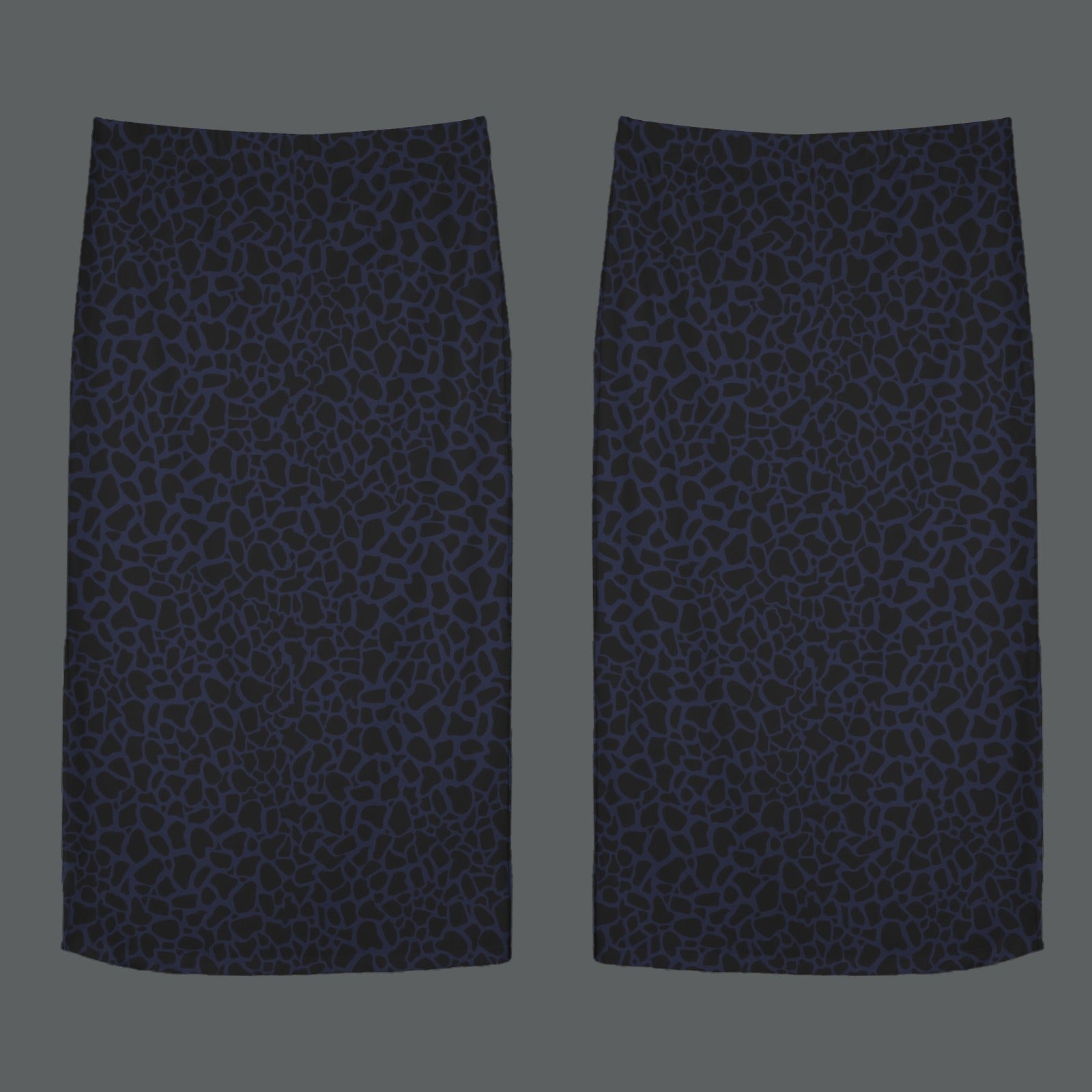 High Waist Split Skirt Violet Black Petal Print