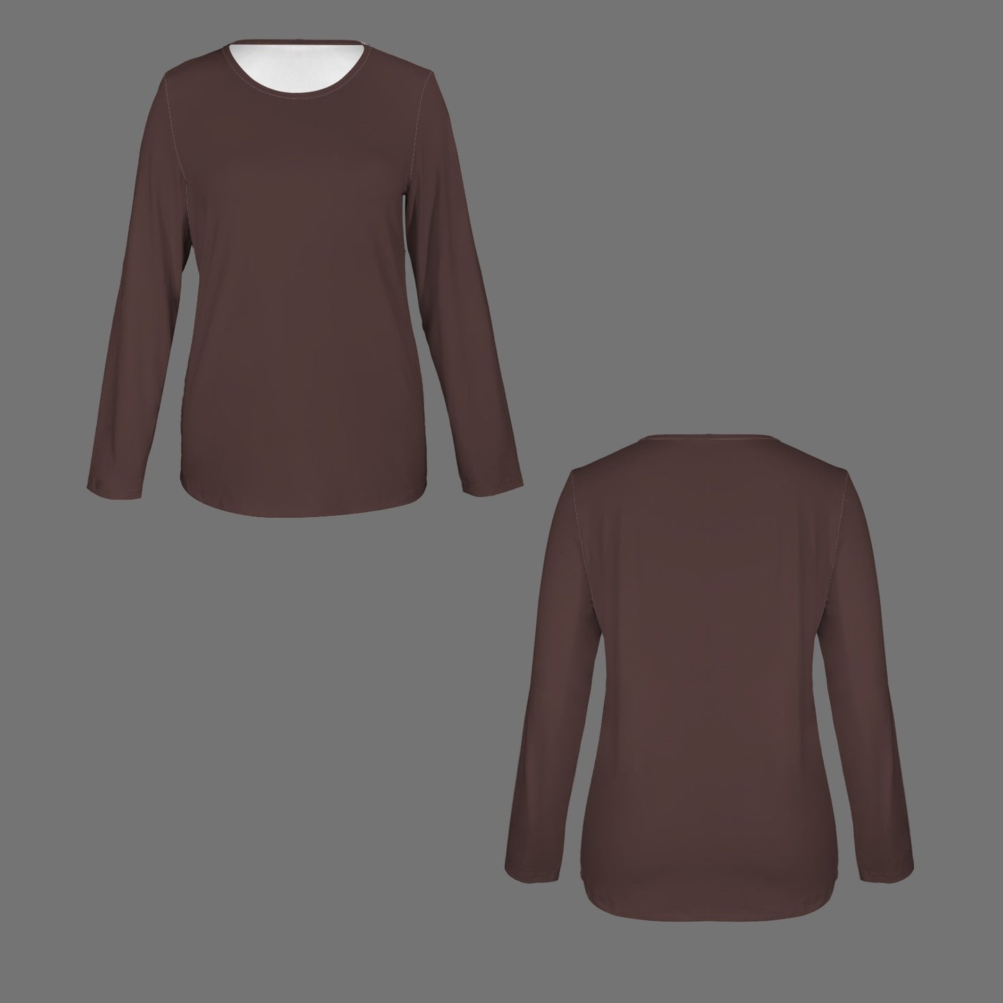 Long Sleeve Round Neck T Shirt Espresso