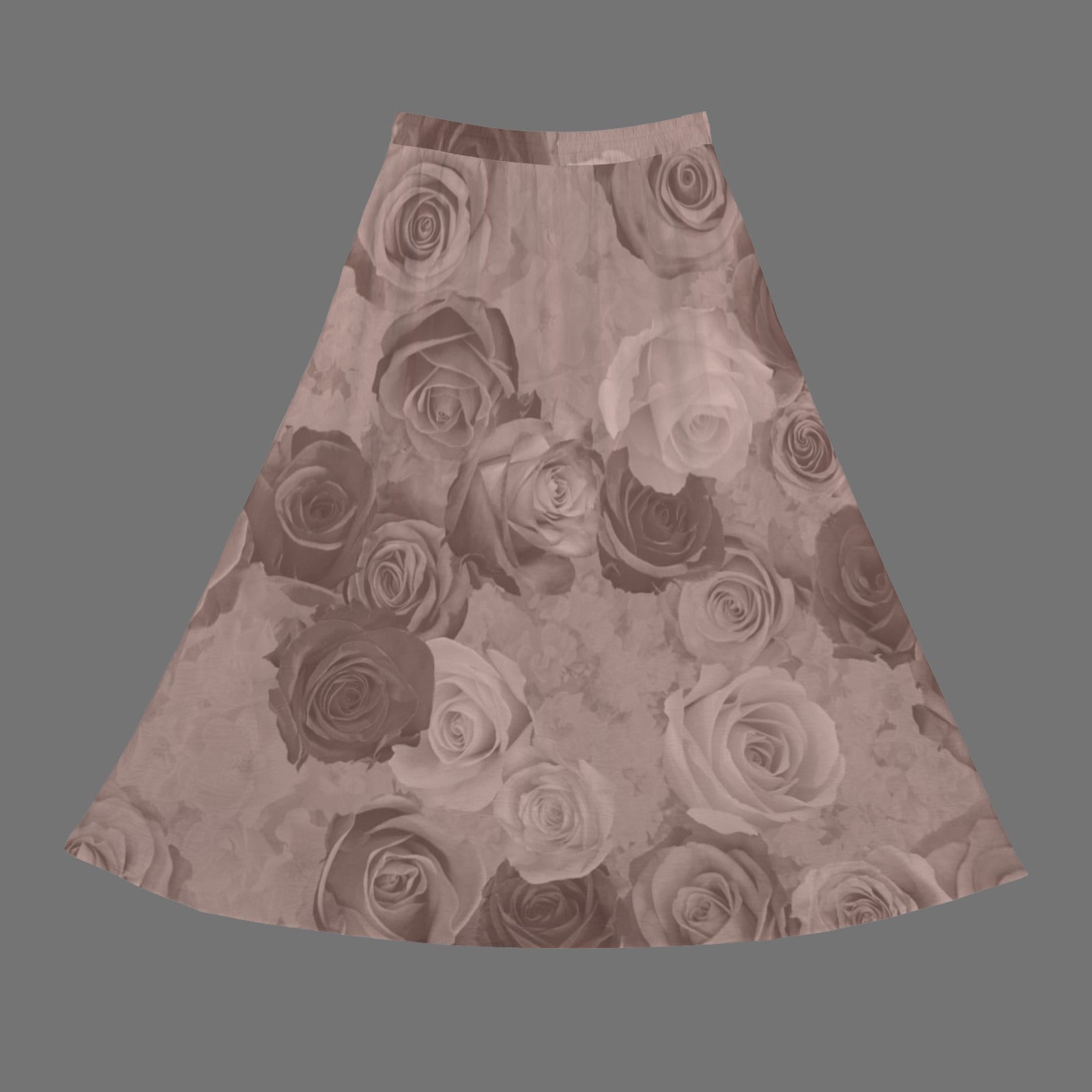 Drawstring Pocket Maxi Skirt Dusted Mauve Roses