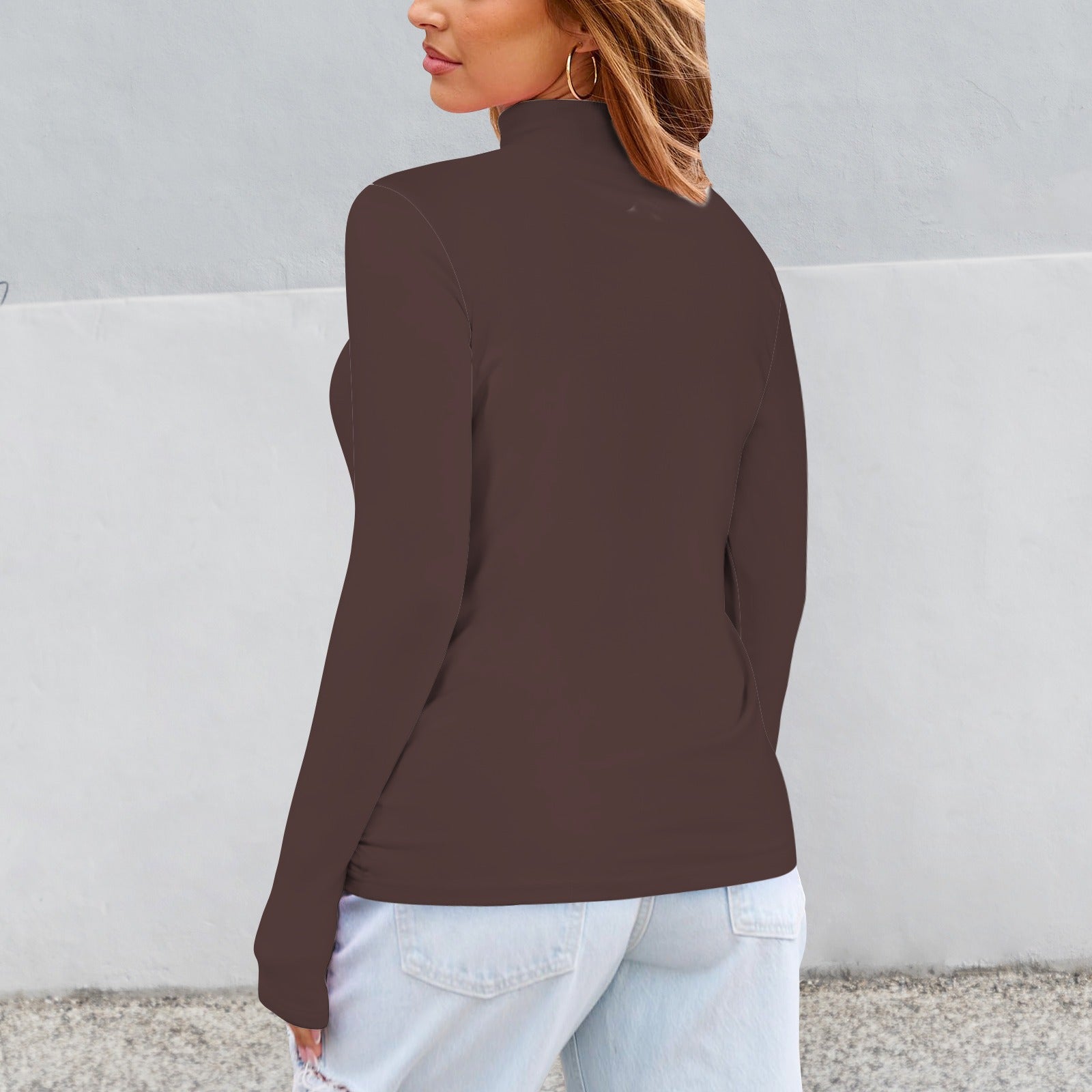 Turtleneck Slim Long Sleeve T-Shirt Espresso