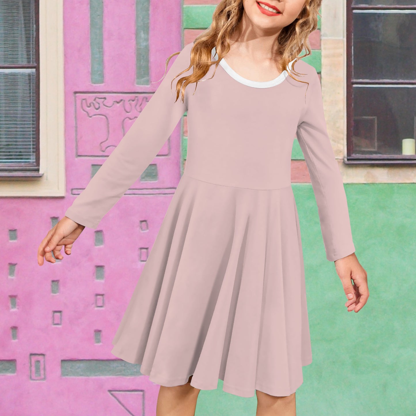 Long Sleeve Cross Back Girls Dress Ballet