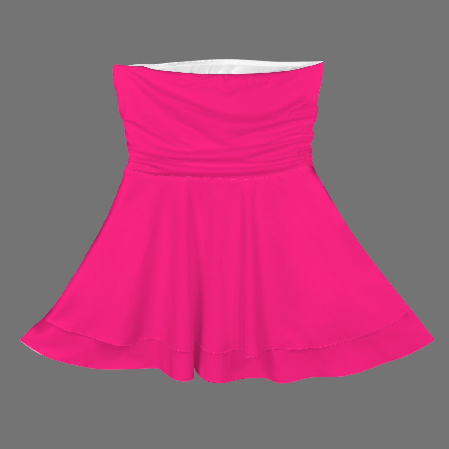 Strapless Tube Ruffle Tiered Mini Dress Magenta