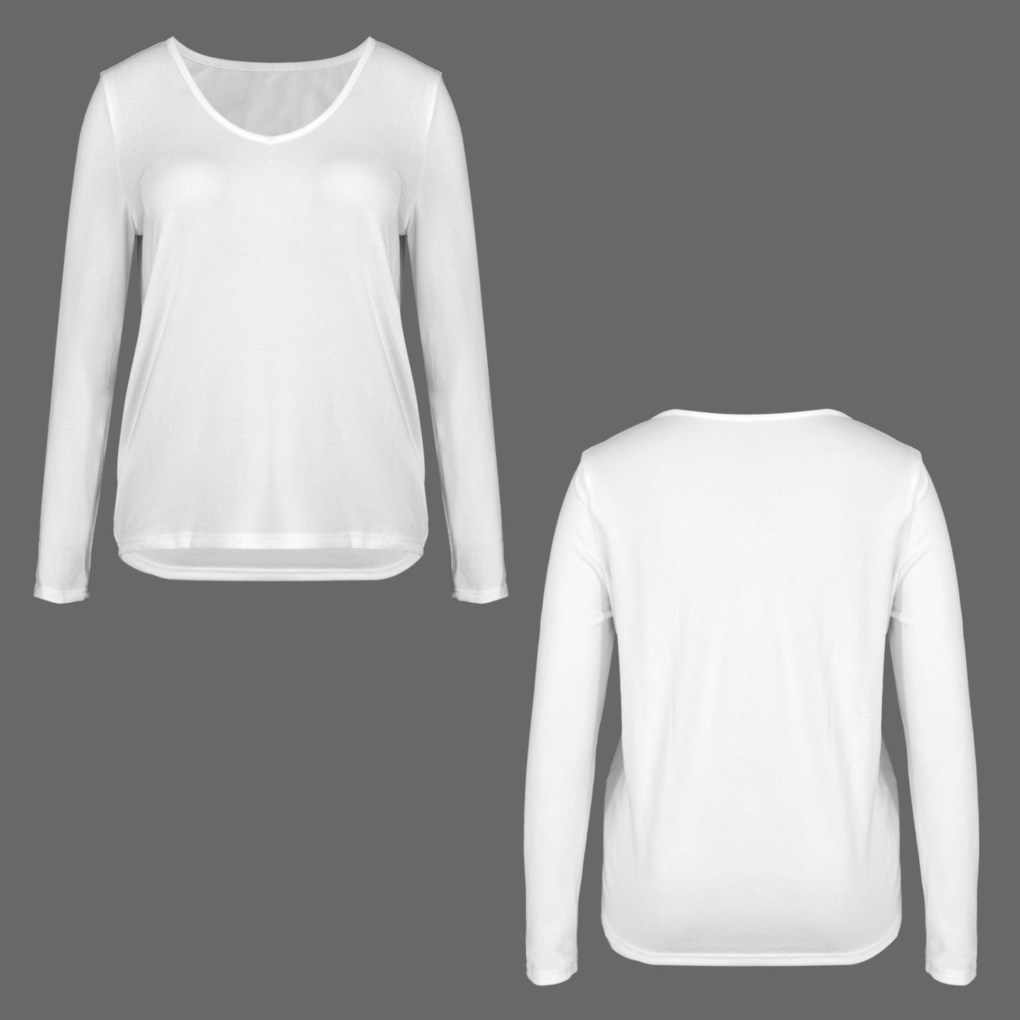 V Neck Long Sleeve Pullover Top White