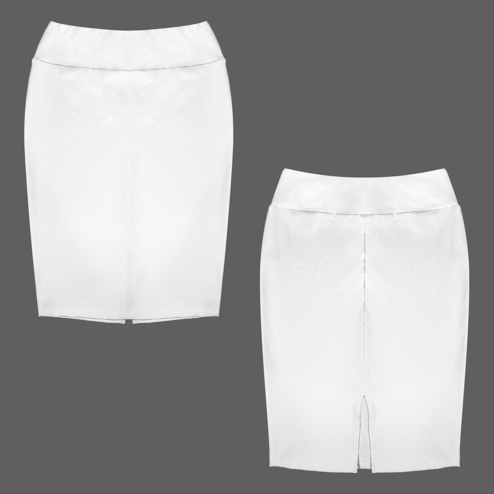 High Waist Below Knew Pencil Skirt White