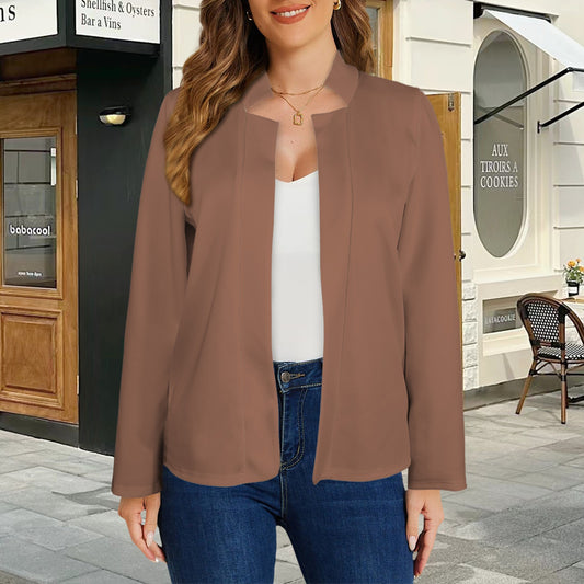 Open Front Long Sleeve Blazer Brown