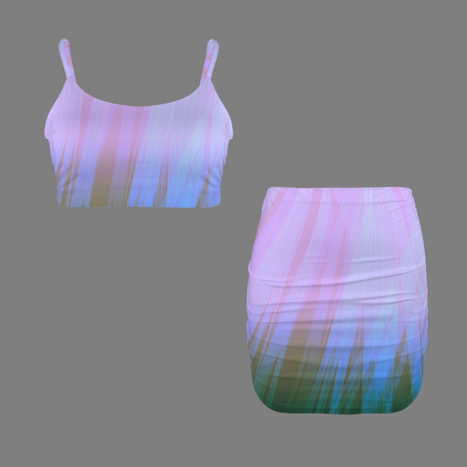 Gradient Glow Cami Top & Ruched Bodycon Skirt