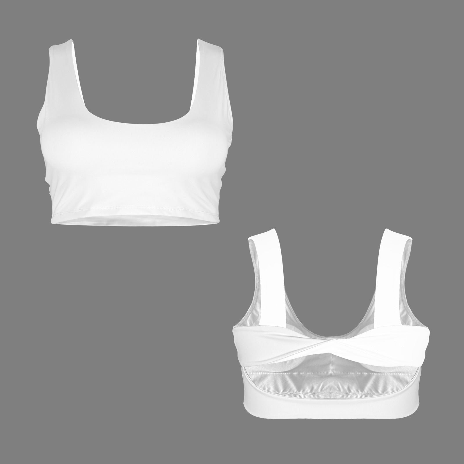 Twist Back Cutout Sports Bra White