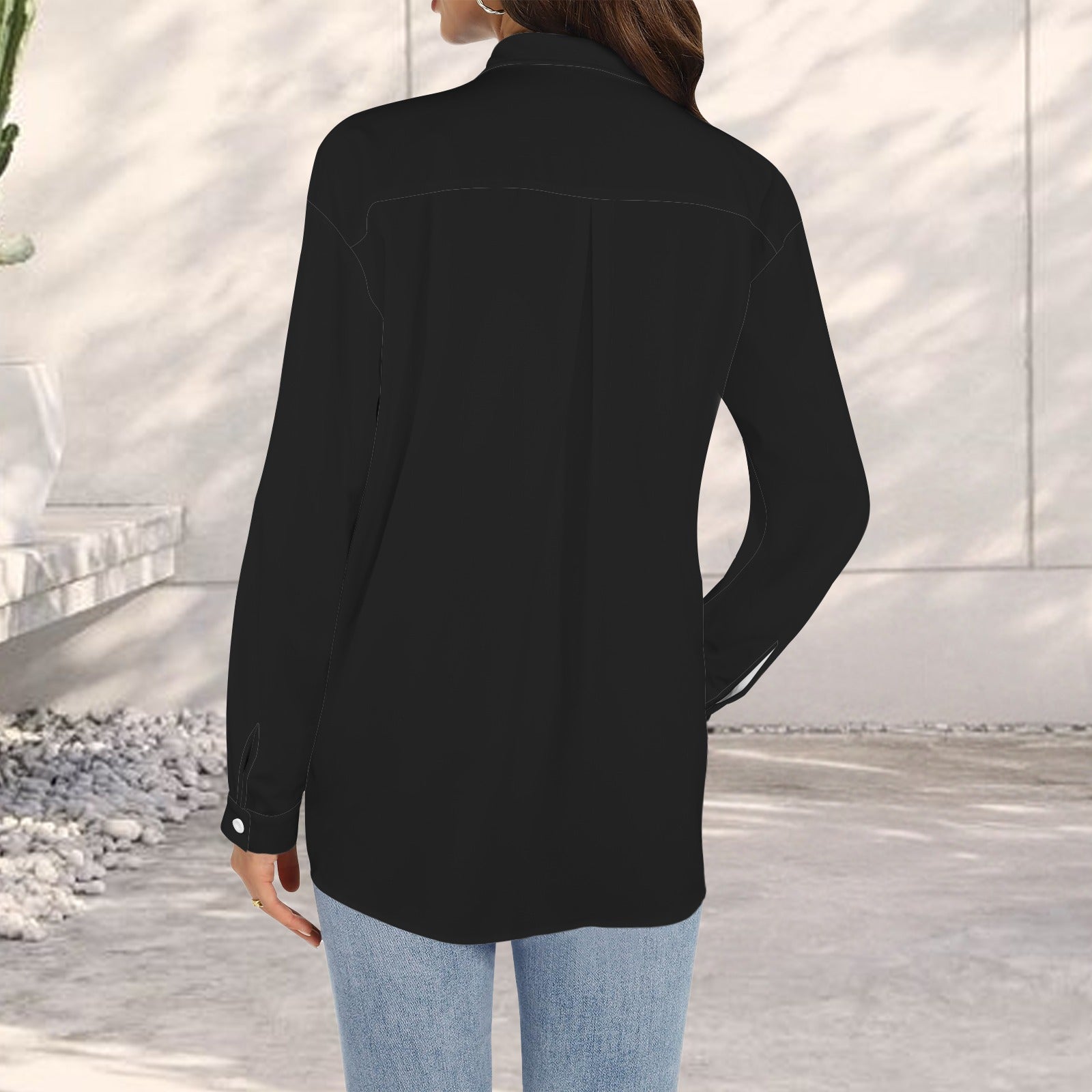 Black Long Sleeve Pocket Button Shirt