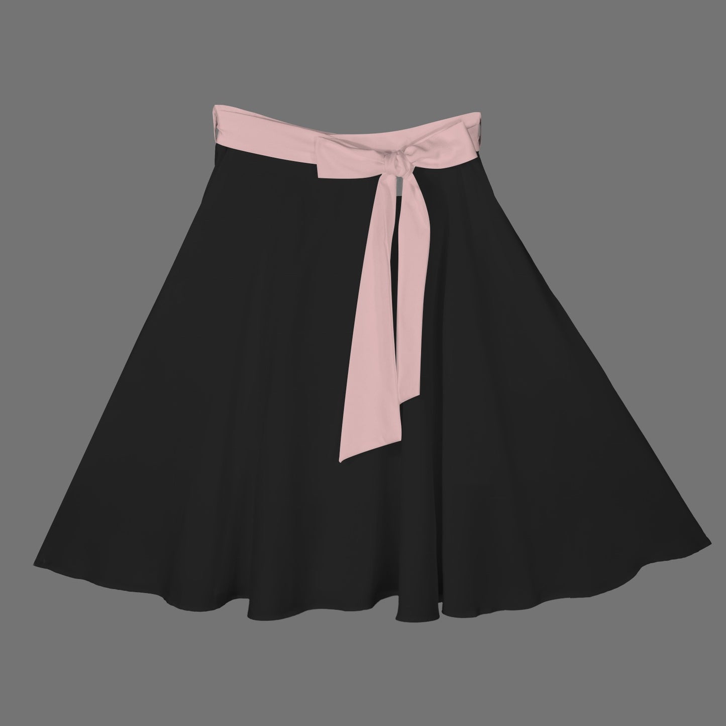 High Waist Bowknot Front A-line Skirt Black with Ballet Bow