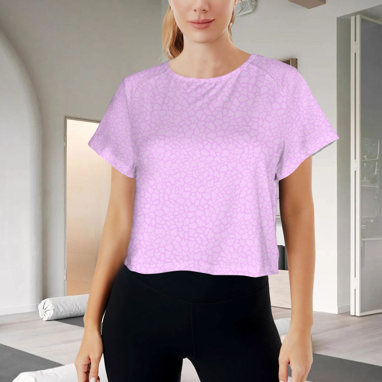 Crop Split Back Sports Tops Petal Print